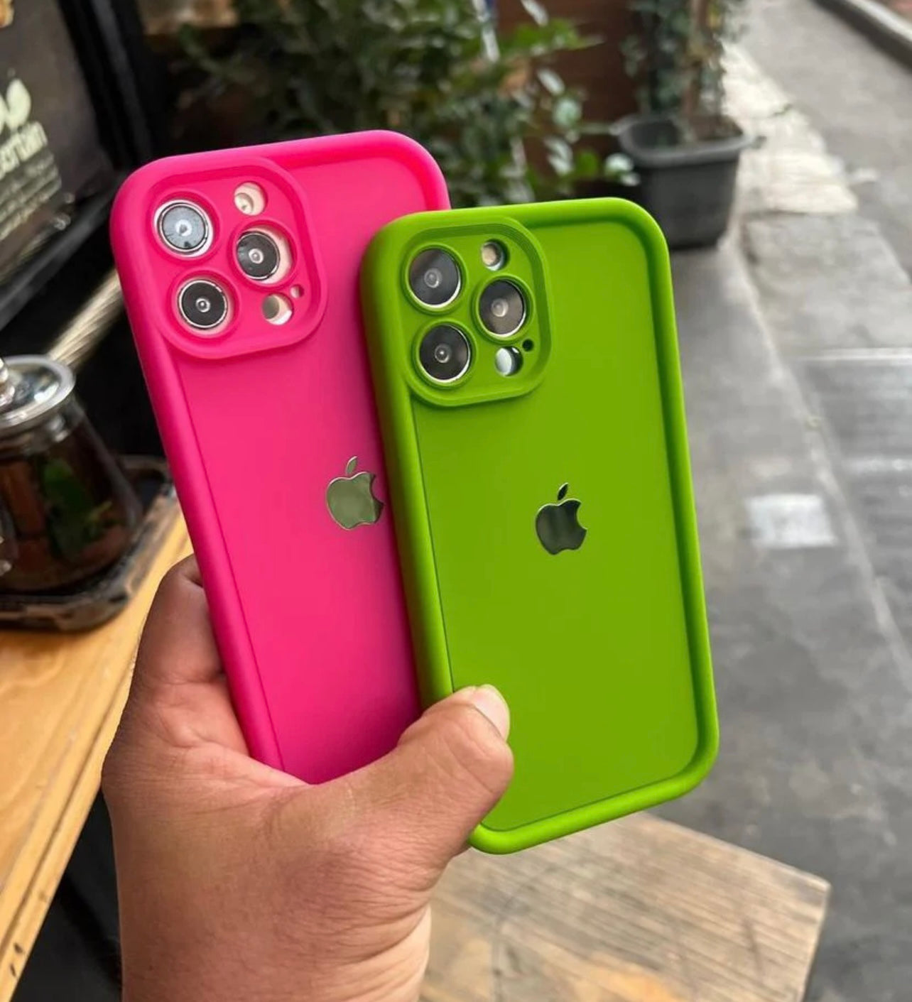 New Solid Silicon Case with Camera coloured and Shiny Apple Logo phone case