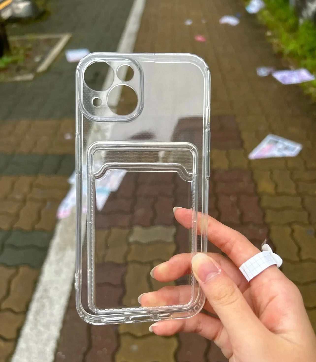 New Iphone Transparant Card Holding Phone Case