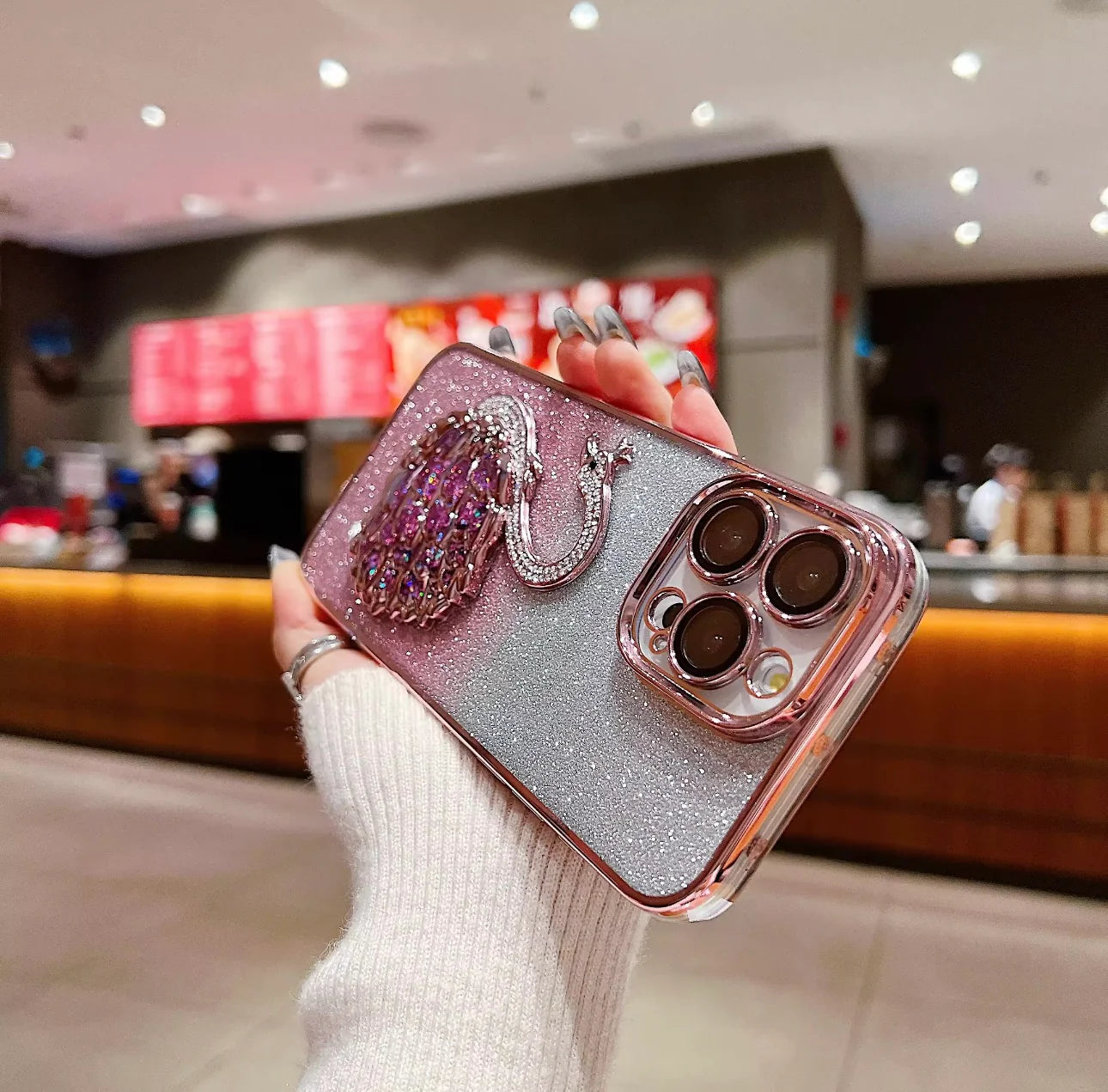 Premium Quality Glitter Duck Style Case for iPhone with Lens protector