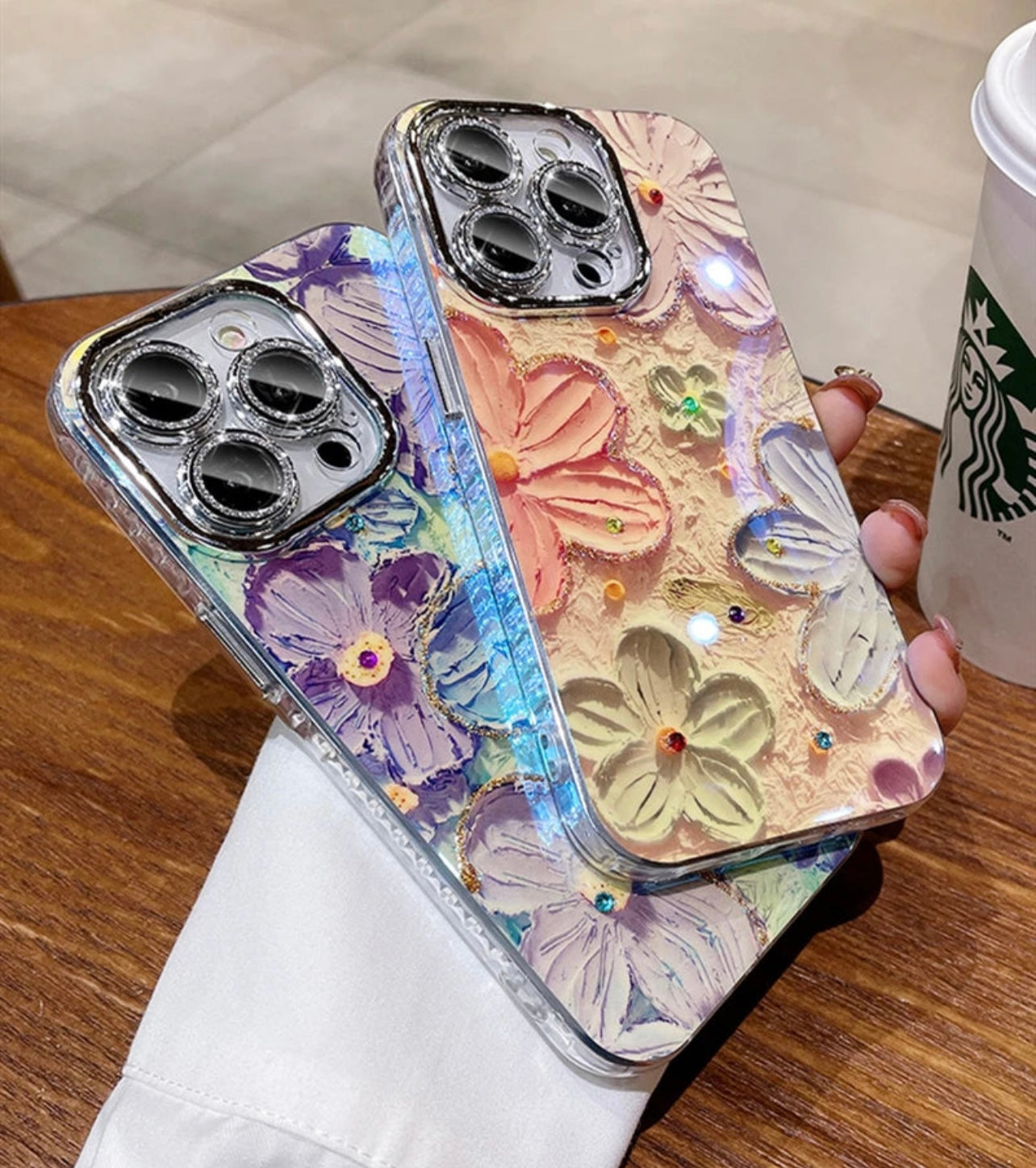 New Blooms Floral Iphone Case with Crystal Lenses Protector