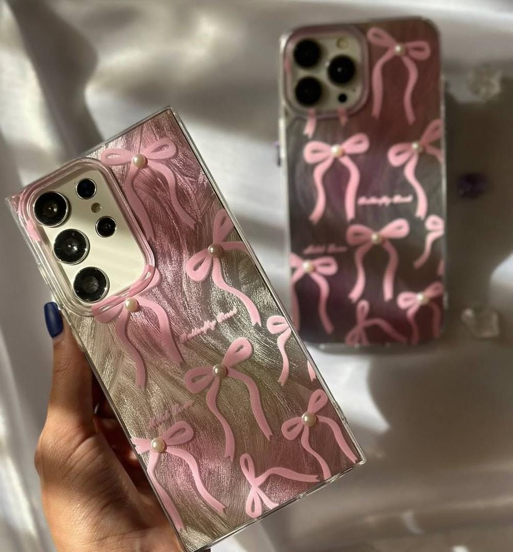 Pink Ribbon Bow Case For IPhone 11-17 pro max