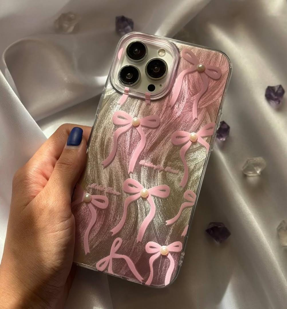 Pink Ribbon Bow Case For IPhone 11-17 pro max