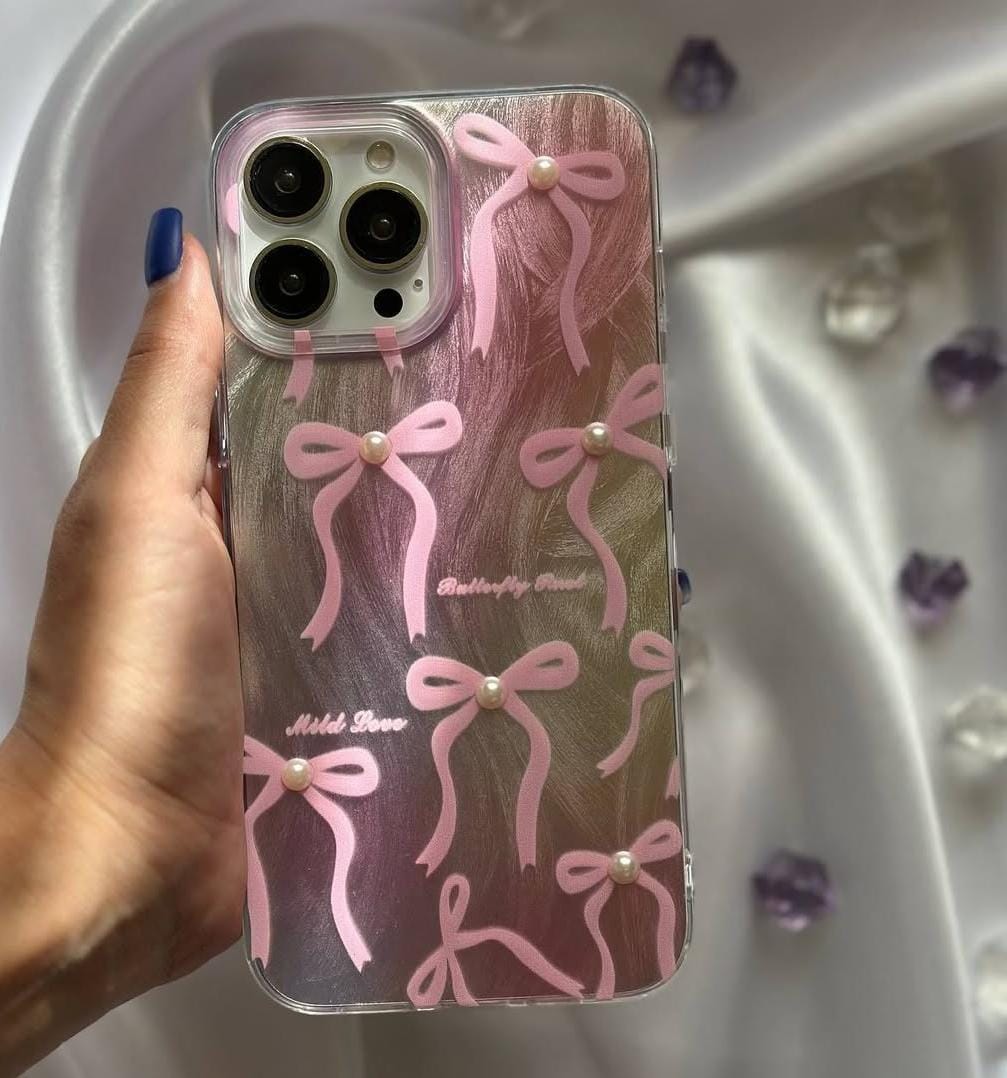 Pink Ribbon Bow Case For IPhone 11-17 pro max