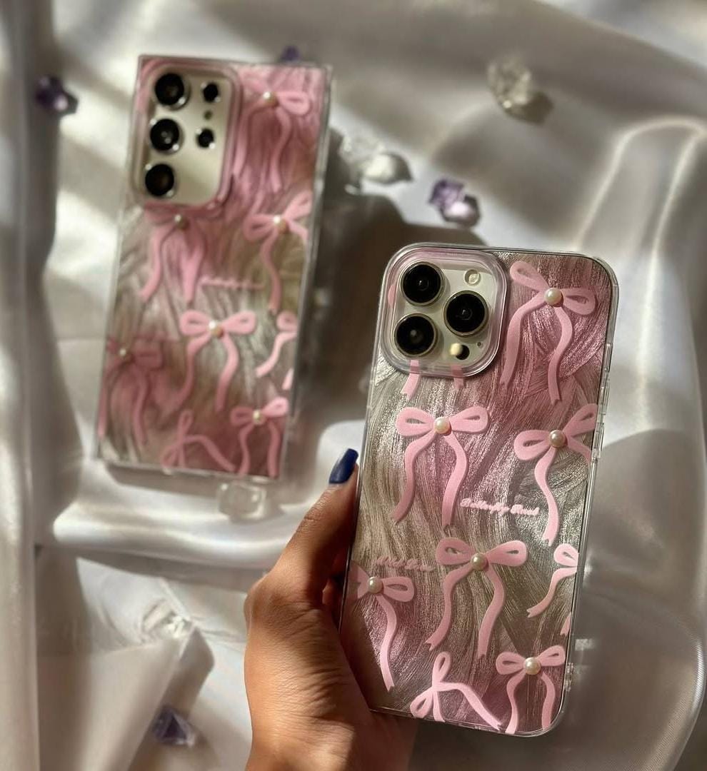 Pink Ribbon Bow Case For IPhone 11-17 pro max