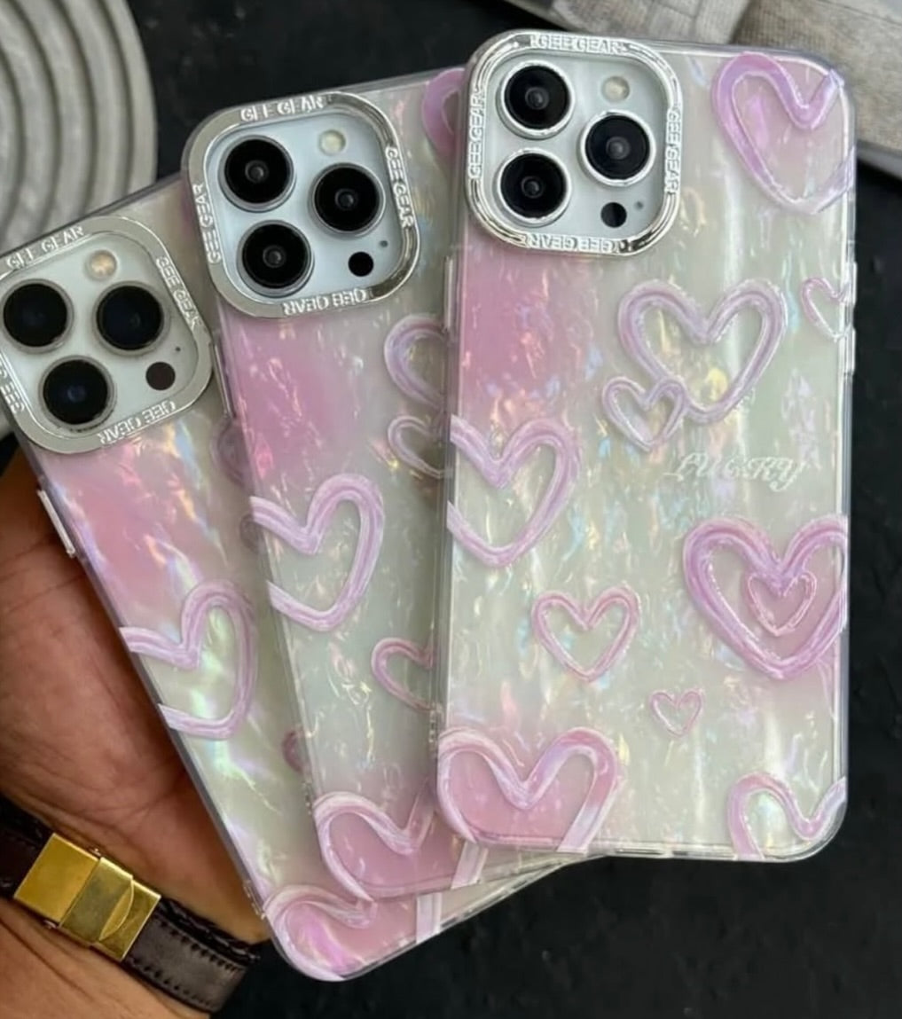 Iridescent Heart Glow iPhone Case with Charm