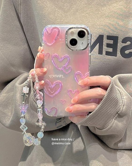 Iridescent Heart Glow iPhone Case with Charm